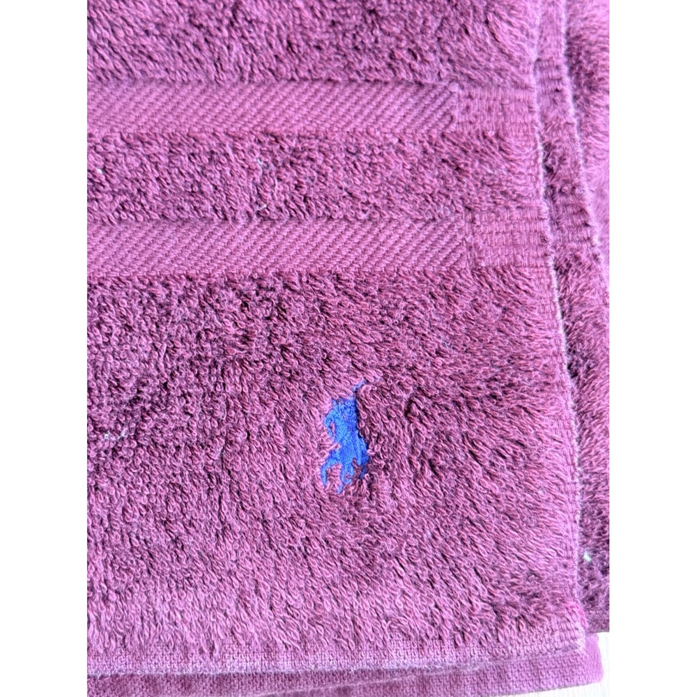 Vintage Ralph Lauren Plum/ Wine 3pc Bath Towel Set Blue Pony Logo - Picture 5 of 7